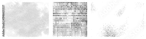 Vector halftone forming gradient transitions, dot density variation, print design element, graphic texture, digital art motif, raster effect simulation.