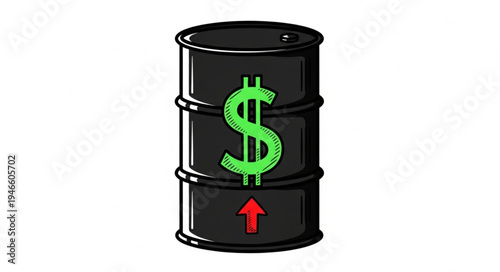 Black Barrel with Dollar Sign.
