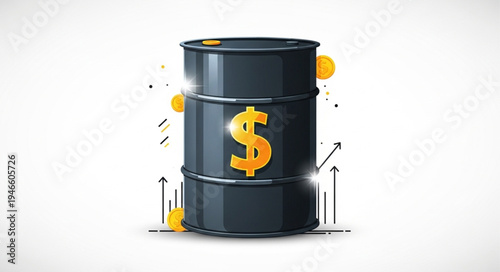 Black Barrel with Dollar Sign.