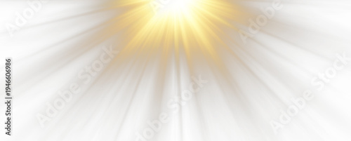 Golden sunrise light with glowing sunbeam rays, magical lens flare burst, vibrant sunshine energy and bright optical glow for abstract background.