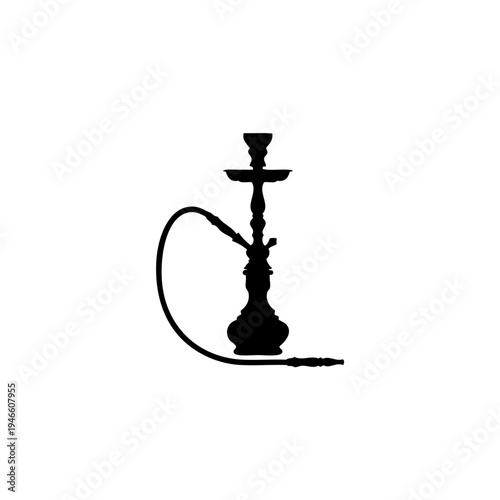 A detailed black and white illustration of a traditional hookah pipe