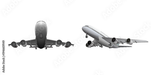 Vector illustration of aircraft takeoff to the sky.