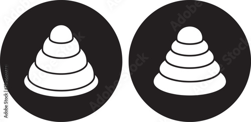 Stacking ring toy icons on black background, symbolizing childhood, development, and play, Stacking Rings, Early Years, Motor Skills
