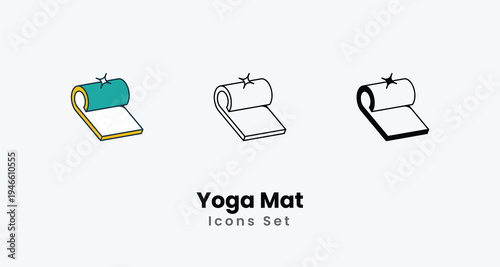 Yoga Mat icons vector set stock illustration