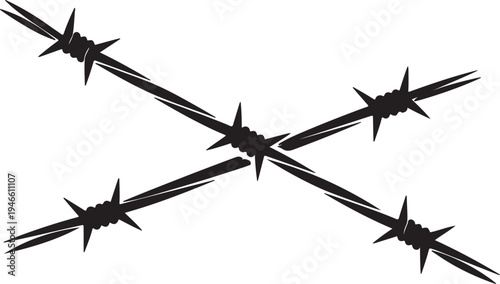 Barbed wire security vector icon isolated on white background. Protection fence symbol used for prison security, border protection, restricted area and defense concept.