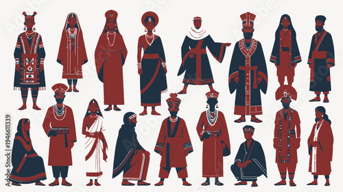 Diverse Cultural Attire Collection vector illustration