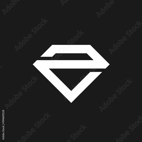 Modern geometric diamond logo with a stylized white number two, isolated on a black background.