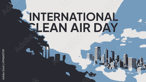 International Clean Air Day Pollution vs. Cityscape vector illustration