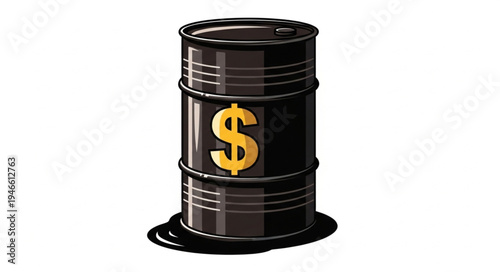 Black Oil Barrel with Dollar.