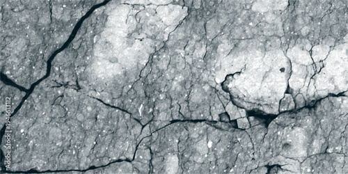 Detailed Gray Cracked Concrete Texture Background with Jagged Lines and Rough Surface for Grunge Designs