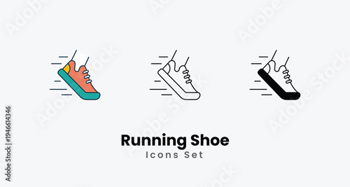 Running Shoe icons vector set stock illustration