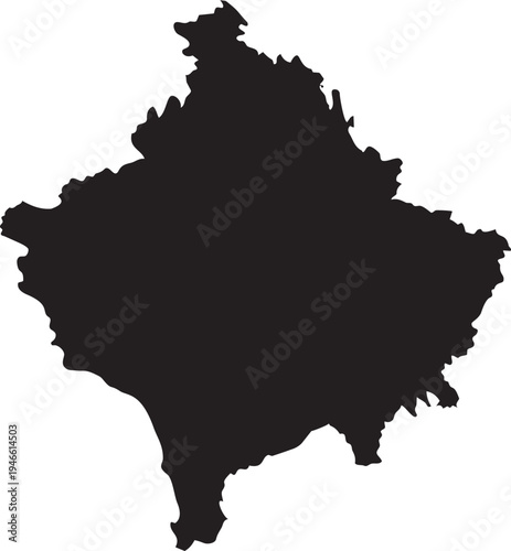 Black silhouette map of Kosovo a simple vector graphic for informational use isolated on a white background