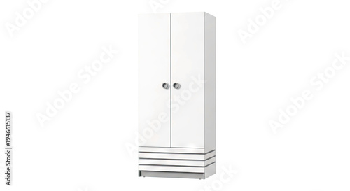 Modern White Two-Door Tall Cabinet with Drawer