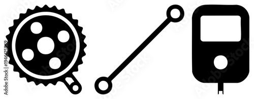 Gear cog with chain connecting to mobile device, cycling mechanism, bike, digital integration, cycling tech, fitness tracker, mobile sync.