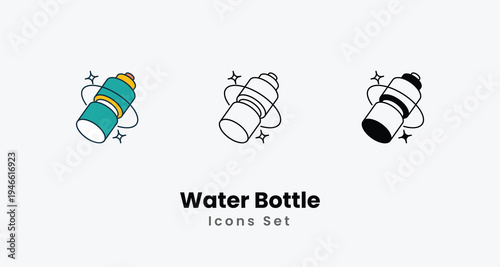 Water Bottle icons vector set stock illustration
