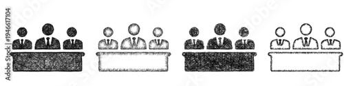 Sketch job interview panel icon design set
