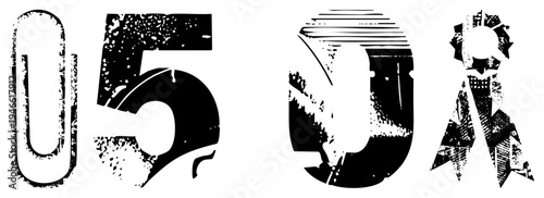 Bold black numerals 050A rendered in gritty, stencil like typography with splatter and halftone textures, ideal for urban design or retro branding.
