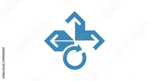 Blue Arrows and Circular Symbol.