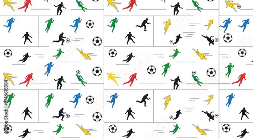 Colorful Soccer Player Silhouettes in Motion.