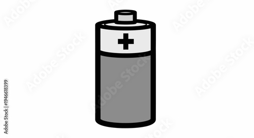 Simple Gray Battery Icon with Positive Terminal.
