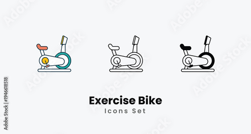 Exercise Bike icons vector set stock illustration