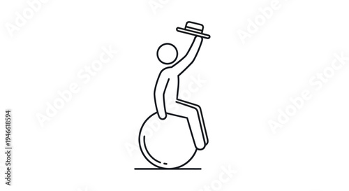 Man Sitting on Ball Balancing Object.