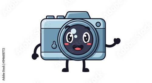 Cartoon Camera Character with Facial Expression.