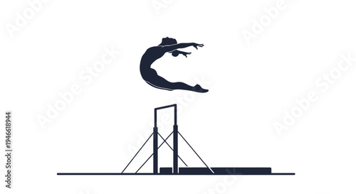 Gymnast Performing Flip on Vault.