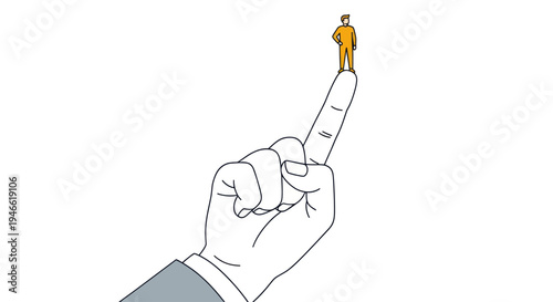 Hand Holding Finger with Standing Person.