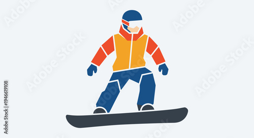 Snowboarder in Action on White Background.