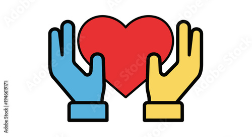 Hands Holding Heart Charity Support.
