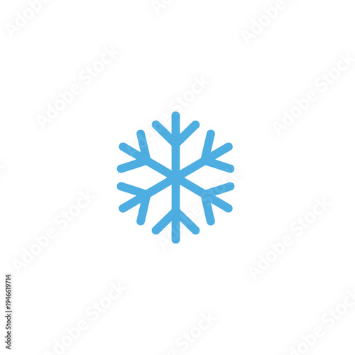 Blue Snowflake Icon Isolated on White Background for Winter Holiday and Weather Design
