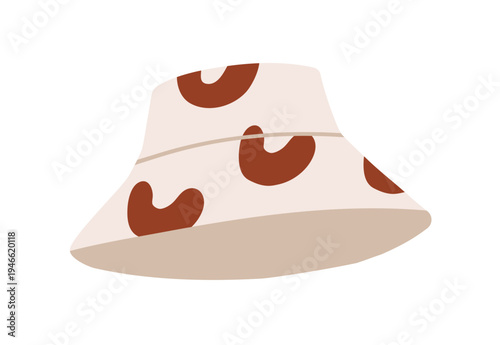 Panama, summer sun hat with abstract pattern, geometric print and brim. Beach...