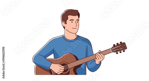 Man Playing Acoustic Guitar Illustration.