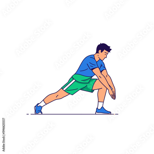 Man Stretching Leg Muscles Before Exercise.