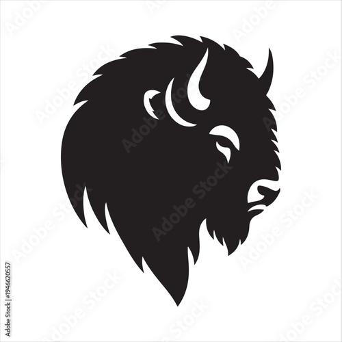 majestic Bison abstract silhouette outline logo design  concept illustration idea
