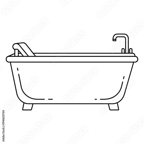 Black line of a clawfoot bathtub with faucet and towel clawfoot tub line black lines minimal simple