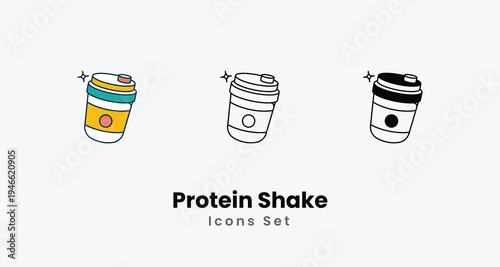 Protein Shake icons vector set stock illustration