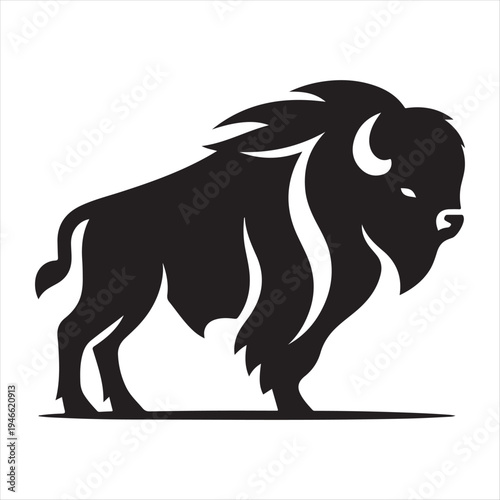majestic Bison abstract silhouette outline logo design  concept illustration idea