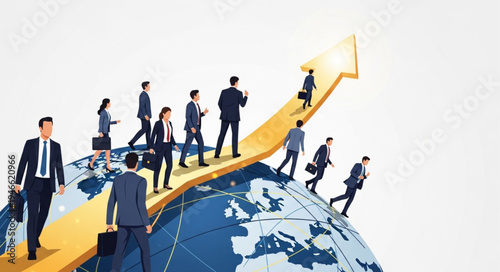 Business People on Globe Graph.