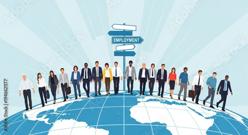 Business People on Globe Standing.