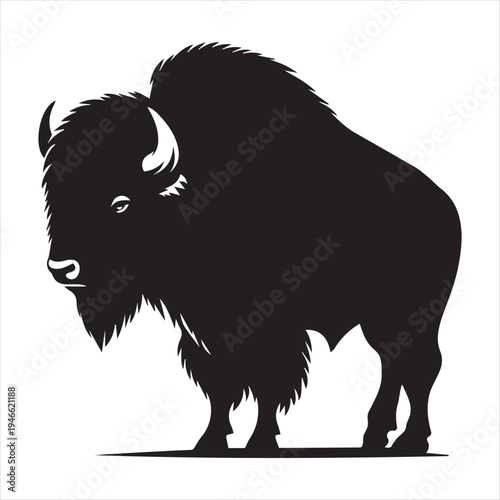 majestic Bison abstract silhouette outline logo design  concept illustration idea