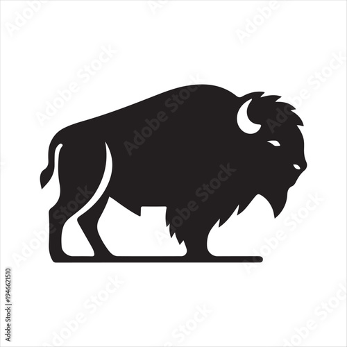 majestic Bison abstract silhouette outline logo design  concept illustration idea