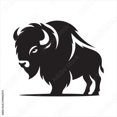 majestic Bison abstract silhouette outline logo design  concept illustration idea