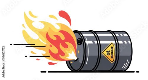 Burning Oil Barrel on Fire.