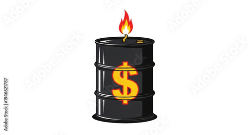 Burning Oil Barrel with Dollar.