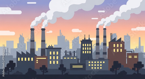 Industrial Pollution - Factories Releasing Smoke into the Atmosphere.