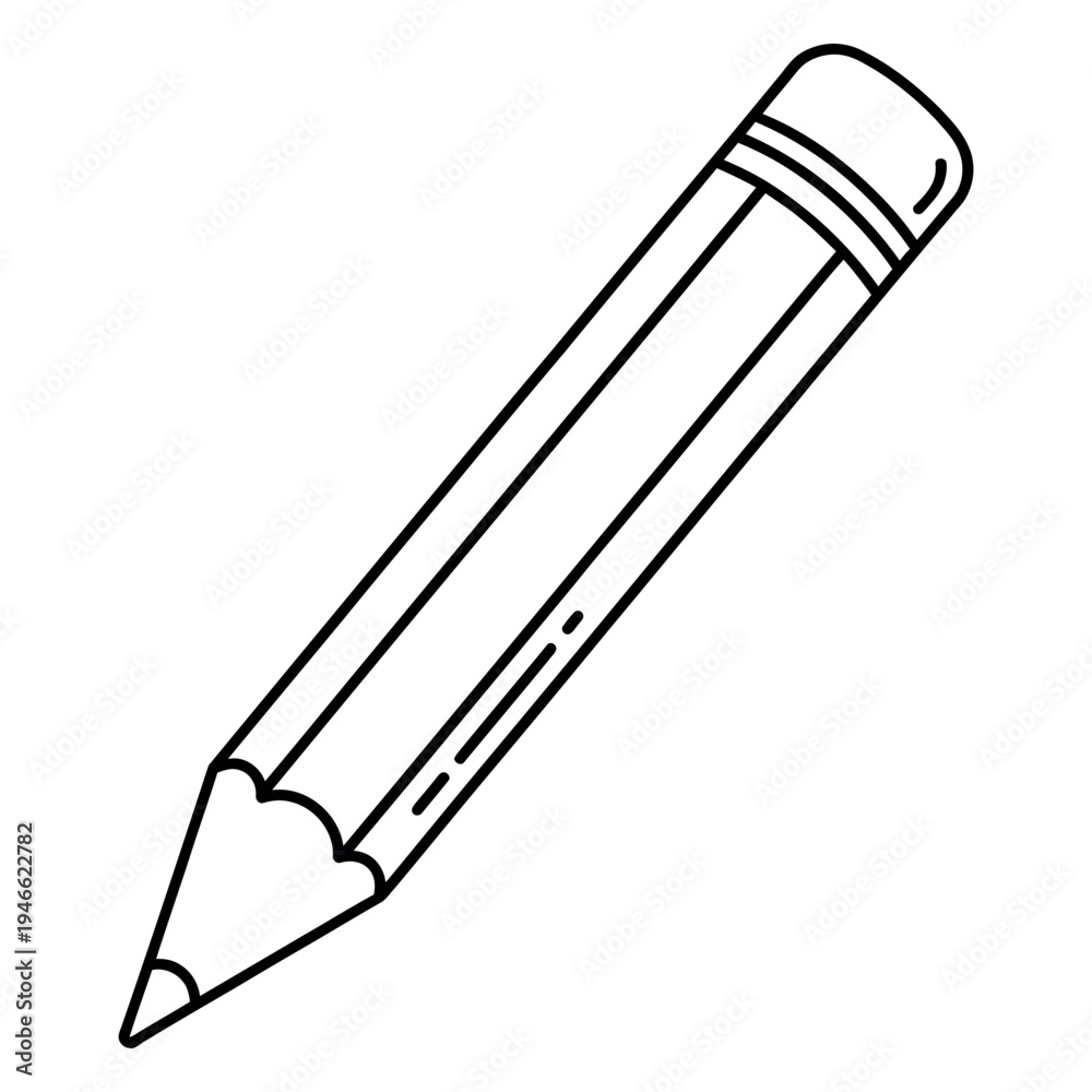 Fototapeta premium Black line of a pencil line black white stationery school supplies