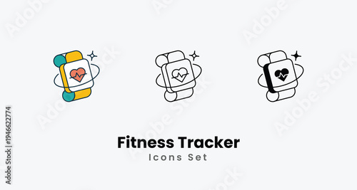 Fitness Tracker icons vector set stock illustration