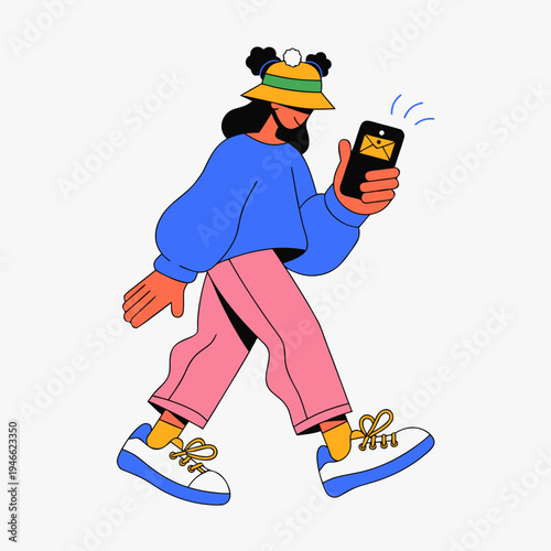 A person checking a smartphone with a glowing new email notification icon, representing digital communication, email marketing, online messaging, and business connection technology